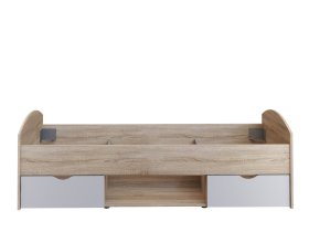 Posteľ Luvo 90x200 cm, dub sonoma a biela, bez matraca