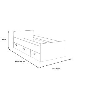 Postel Emar šedá a bílá 90x200 cm, rozměry