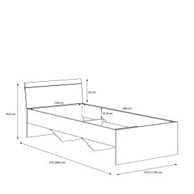 Posteľ Arko 120x200 cm, dub sonoma a biela, rozmery