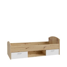 Posteľ Kul 90x200 cm, dub artisan a biela, bez matraca