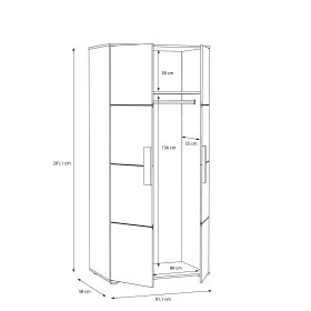 Šatníková skriňa Arko, rozmery