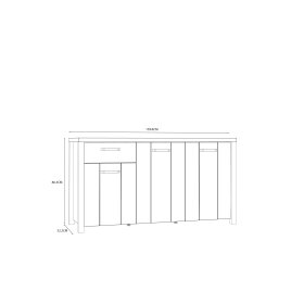 Komoda Blore 160 cm, čierna, hnedá, rozmery