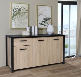 Komoda Blore 160 cm, čierna, hnedá, interiér