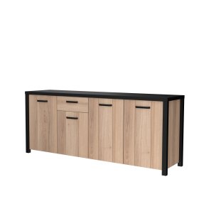 Komoda Blore 210 cm, čierna, hnedá