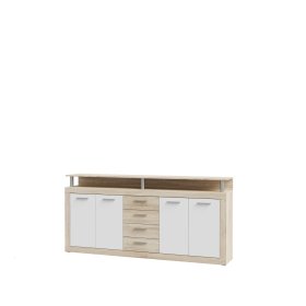 Komoda Kasa 198x94x36 cm, dub sonoma, biela
