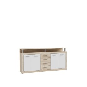 Komoda Kasa 198x94x36 cm, dub sonoma, biela