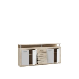 Komoda Kasa 198x94x36 cm, dub sonoma, biela, otvorená