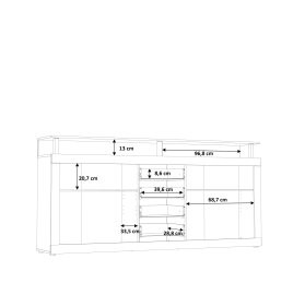 Komoda Kasa 198x94x36 cm, dub sonoma, biela, rozmery