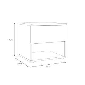 Nočný stolík Koya, biely, bielený dub, rozmery