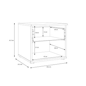 Nočný stolík Koya, biely, bielený dub, rozmery