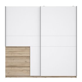 Šatníková skriňa Koya, biela, bielený dub