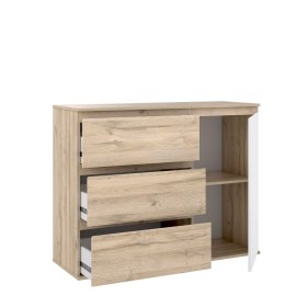 Komoda Koya, biela, bielený dub, otvorená