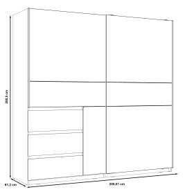 Šatníková skriňa Koya, biela, bielený dub, rozmery