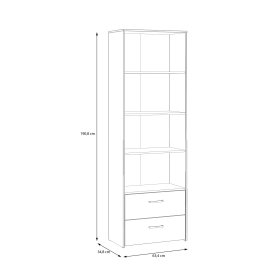 Knižnica Kul biela, dub artisan, rozmery