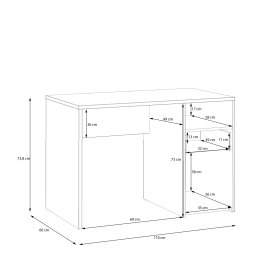 Stôl Kul biely, dub artisan, rozmery