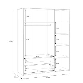 Skriňa Kul biela, dub artisan, rozmery