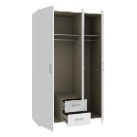 Šatníková skriňa Ekon, so zásuvkami, výška 190 cm, biela, otvorená