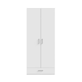 Šatníková skriňa Ekon, so zásuvkou, výška 210 cm, biela