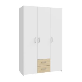 Šatníková skriňa Ekon, so zásuvkami, výška 190 cm, biela, dub sonoma