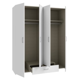 Šatníková skriňa Ekon, so zásuvkou, výška 190 cm, veľká, biela, otvorená