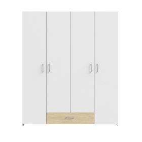 Šatníková skriňa Ekon, so zásuvkou, výška 190 cm, veľká, biela, dub sonoma