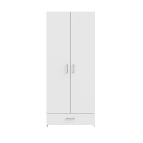 Šatníková skriňa Ekon, so zásuvkou, výška 190 cm, biela