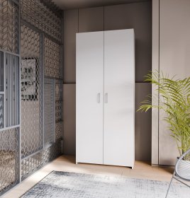 Šatníková skriňa Ekon, výška 190 cm, biela, interiér