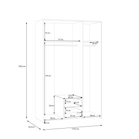 Šatníková skriňa Ekon, so zásuvkami, výška 190 cm, biela, rozmery