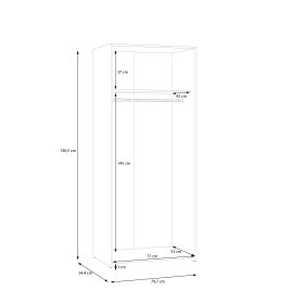 Šatníková skriňa Ekon, výška 190 cm, biela, rozmery