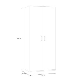 Šatníková skriňa Ekon, výška 210 cm, biela, rozmery