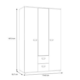 Skriňa so zrkadlom a zásuvkami Emar, biela a sivá, rozmery