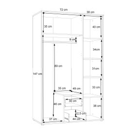 Skriňa so zrkadlom a zásuvkami Emar, biela a sivá, rozmery