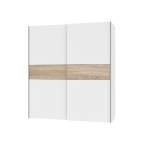 Šatníková skriňa Lonas s posuvnými dverami, biela a dub sonoma