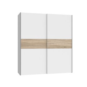 Šatníková skriňa Lonas s posuvnými dverami, biela a dub sonoma