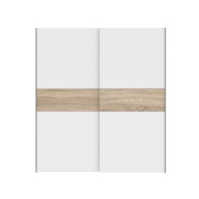 Šatníková skriňa Lonas s posuvnými dverami, biela a dub sonoma
