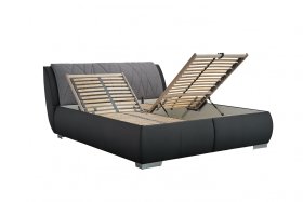 Dvojlôžko Balbi v rozmere 180x200 cm, v poťahu Malmö New 90 a Loft Black, ukážka polohovania roštu