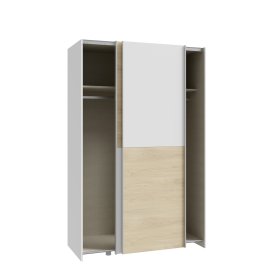 Skriňa Salk 120 cm, biela a dub sonoma, otvorená