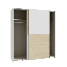 Šatníková skriňa Salk 170 cm, biela a dub sonoma, otvorená
