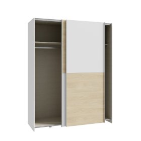Skriňa Salk 150 cm, biela a dub sonoma, otvorená