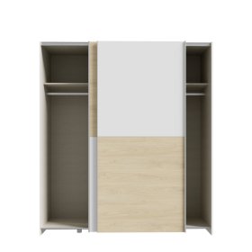 Šatníková skriňa Salk 170 cm, biela a dub sonoma, otvorená