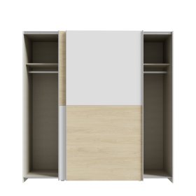 Skriňa Salk 200 cm, biela a dub sonoma, otvorená