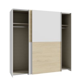 Skriňa Salk 200 cm, biela a dub sonoma, otvorená