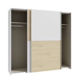 Skriňa Salk 200 cm, biela a dub sonoma, otvorená