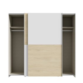 Skriňa Salk 200 cm, biela a dub sonoma, otvorená