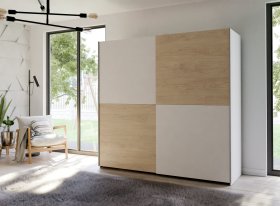 Skriňa Salk 200 cm, biela a dub sonoma, interiér