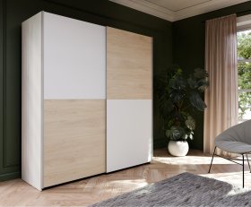 Šatníková skriňa Salk 170 cm, biela a dub sonoma, interiér