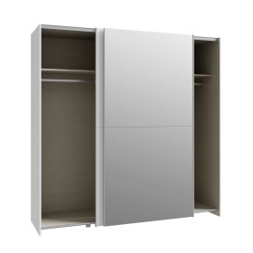 Šatníková skriňa Salk so zrkadlom 190 cm, biela, otvorená