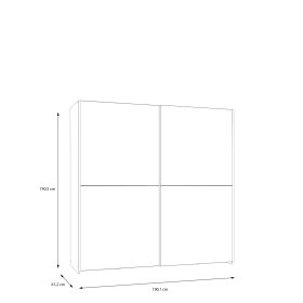 Šatníková skriňa Salk so zrkadlom 190 cm, biela, rozmery