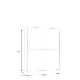 Skriňa Salk so zrkadlom 150 cm, biela, rozmery