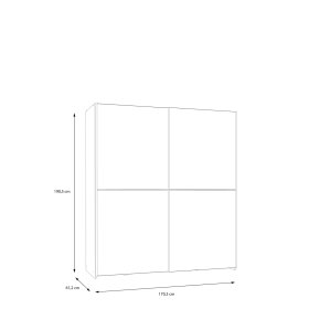 Šatníková skriňa Salk 170 cm, biela a dub sonoma, rozmery